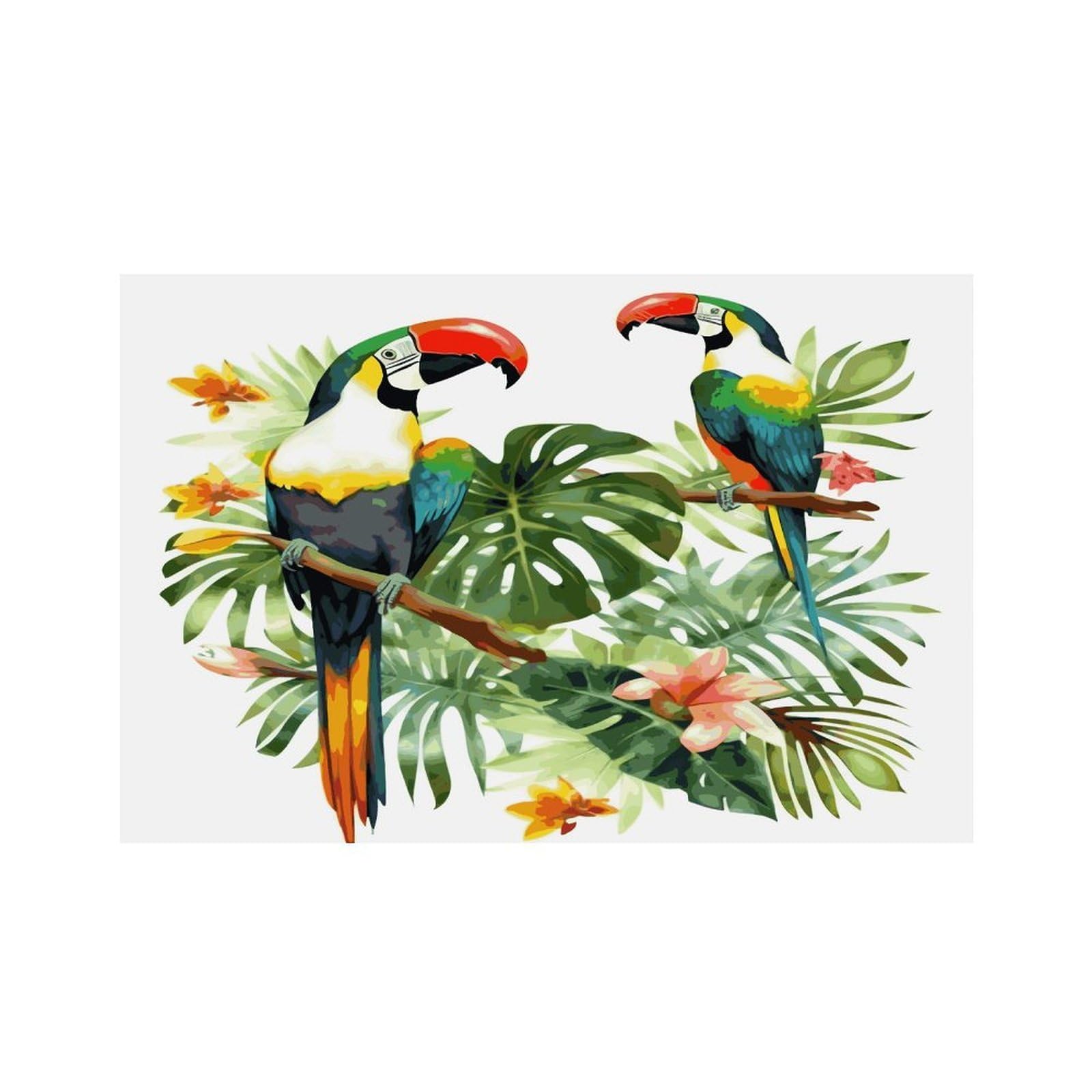 Toucans Parrot Palm Tree Leaves Placemats Non-Slip Heat Resistant Table Mats Flax Washable Cloth Place Mats Easy to Clean Premium Placemat for Kitchen Dining Table Decor Party Outdoor