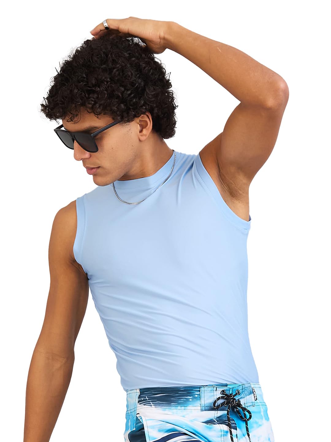 Men's Sleeveless Rash Guard | Nylon Athletic Compression Top for Swimming & Outdoor Activities
