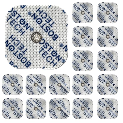 Boston Tech 16 Elettrodi compatibili con elettrostimolatori Beurer, Vitalcontrol | Pads per TENS EMS con connettore a Bottone 3,5 mm 5x5 cm | Riutilizzabili con adesione ottimale