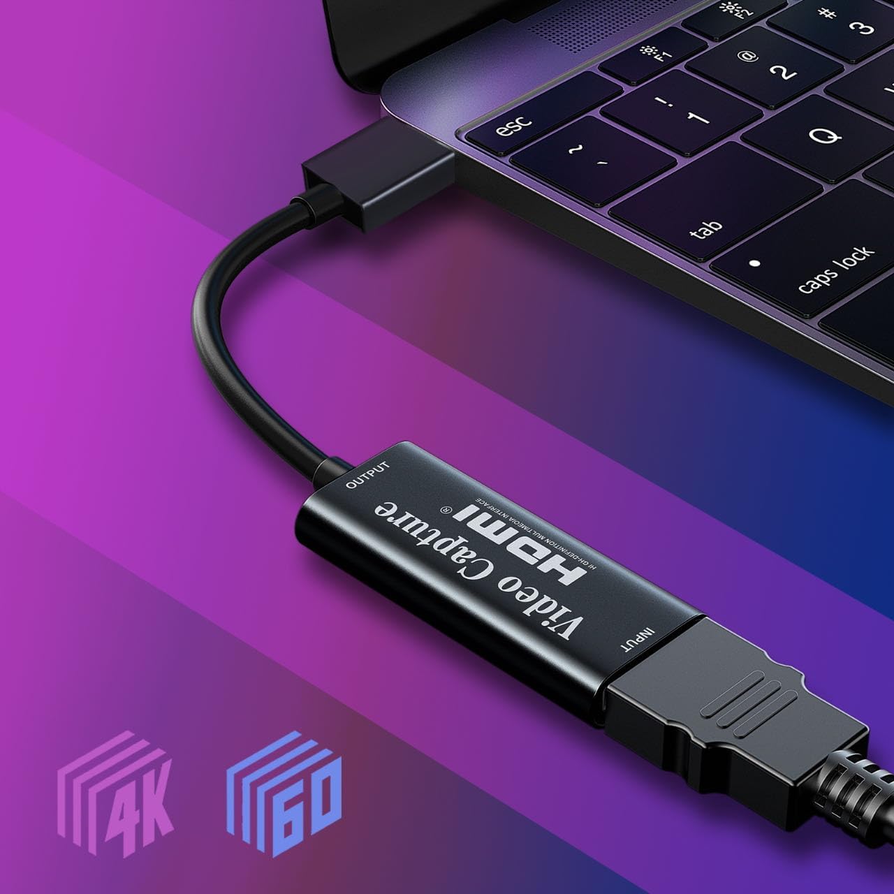 Carte de Capture vidéo, Fulfalic 4K HDMI vers USB, Carte de Capture Full HD 1080p, Capture de Jeu vidéo HDMI pour éditer vidéo/Jeu/Streaming/Cours en Ligne (Noir)