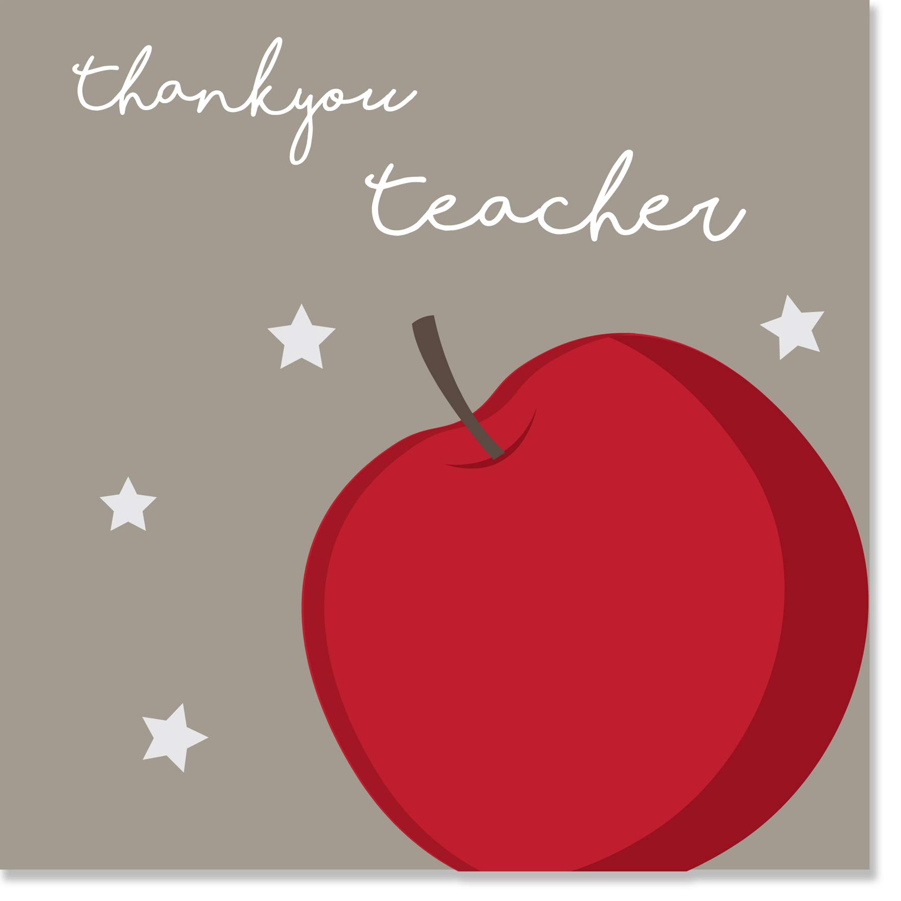 Thank You Teacher Card - Red Apple Design with Silver Foil Text- 15cm - Jonathan Glick Designs