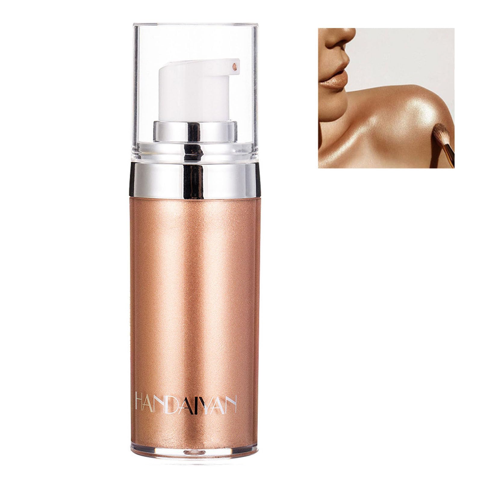 Body Shimmer Liquid Highlighter Oil Brighten Glow Glitter Waterproof Moisturising Smooth Makeup Lotion Bronzer Illuminate Luminizer Gold Beach Foundation Non-sticky Dry for Face And Body (20ml)