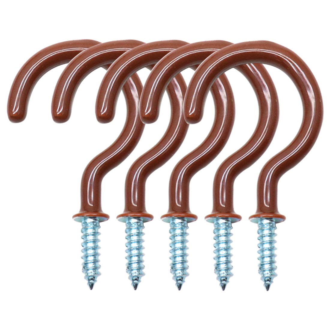 TOUHIA 50pcs Ceiling Hooks 11/4 Inch Vinyl Coated Screwin Cup Hooks