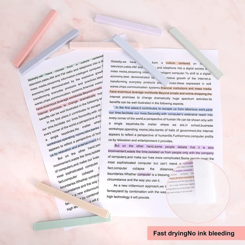 Image of 6Pcs Aesthetic Cute Highlighters, Bible Pastel markers and Pens, No-Bleed School Supplies and Office Journal DIY Home birthday return gifts for kids (Two Side Highlighters Pen) (6Pcs)