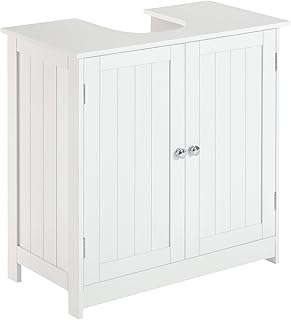HOMCOM Under Sink Bathroom Cabinet with 2 Doors and Shelf, Pedestal Sink...