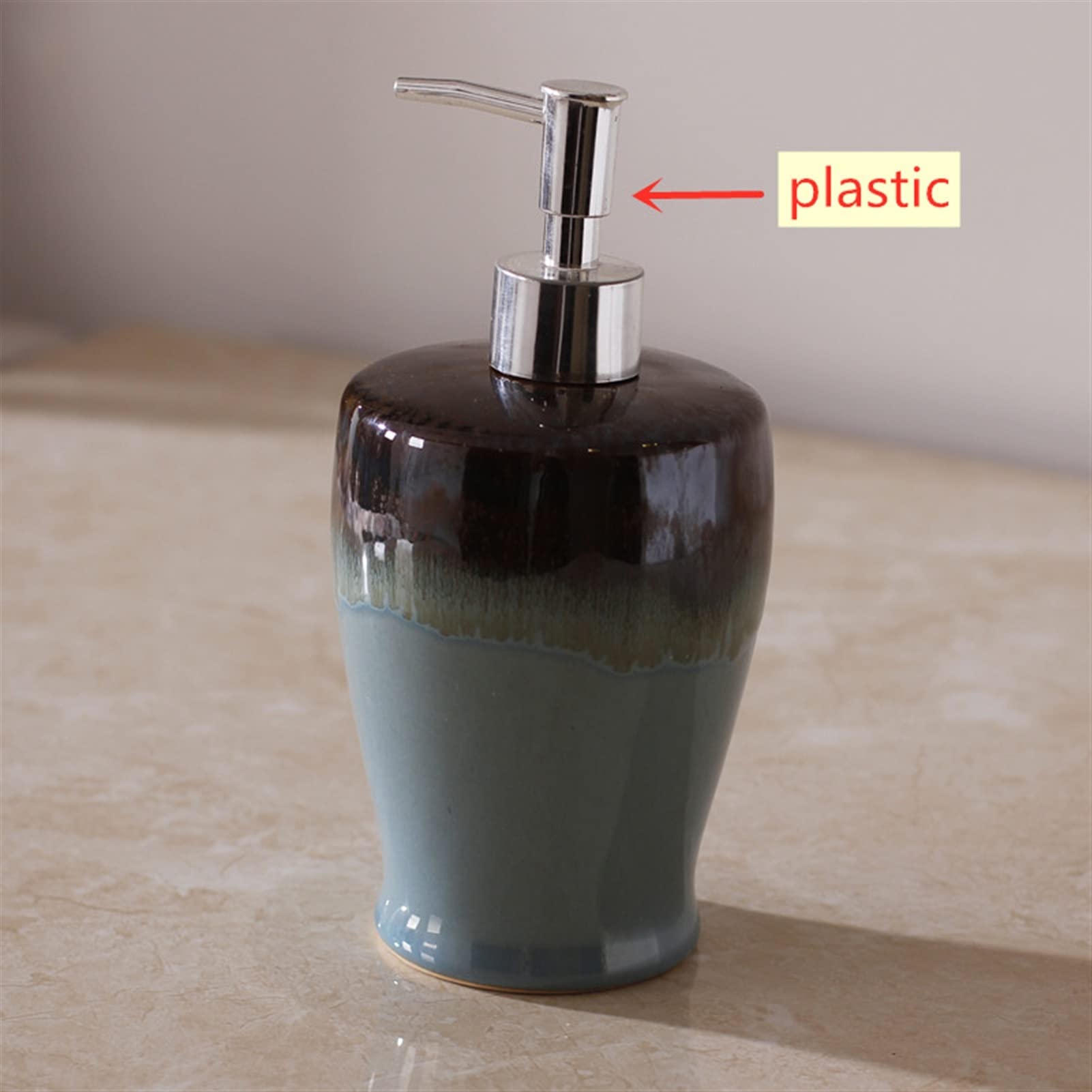 Dispenser per Bottiglia in Ceramica con Colori sfumati, Sapone per Le Mani, Shampoo Portatile, lozione, Prodotti per Il Bagno, Pompa.,