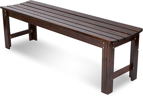 Miniatura 10 de Shine Company Banco de jardín de madera para exteriores sin espalda, 3 pies, natural