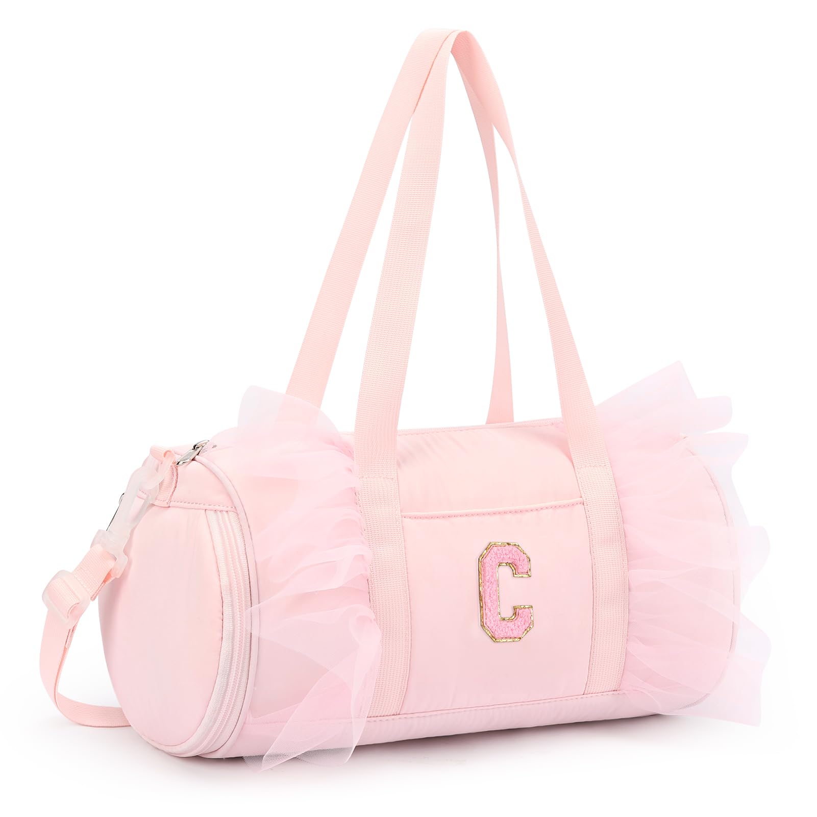 mibasies Dance Bag for Girls 4-6: Ballet Bags for Girls 4-6 - Kids Duffle Bag - Personalized Letter Girls Gifts Pink C