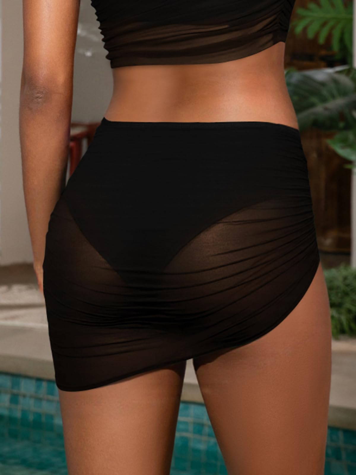 SHEKINI Irregolare Donna Gonna da Nuoto Vita Alta Bikini Gonna Maglia Arricciato Bikini Gonna Corta