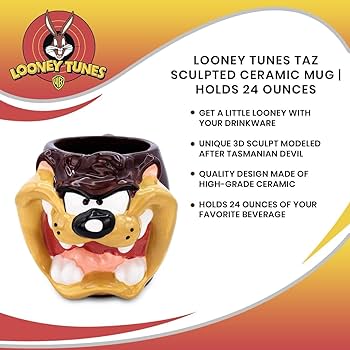 Amazon.com: Silver Buffalo Looney Tunes Taz Face Ceramic 3D