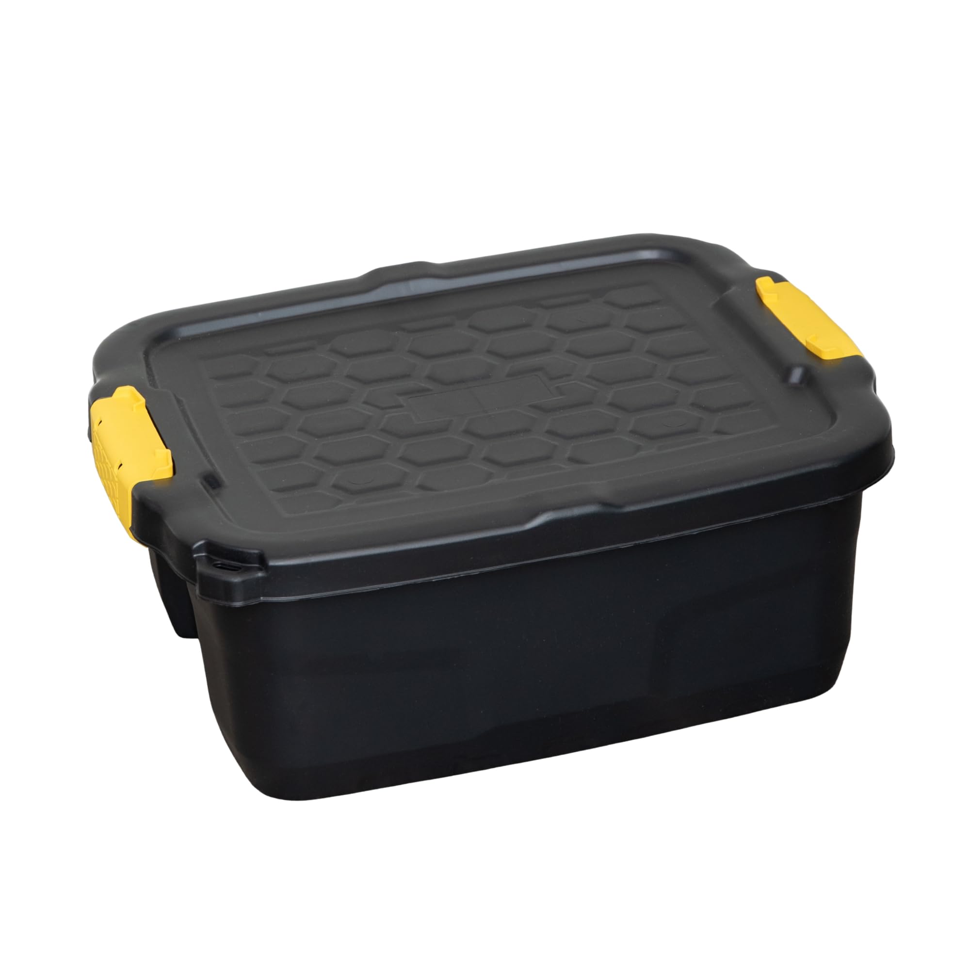 Samuel ALEXANDER 24L Heavy Duty Storage Box Sturdy, Lockable, Stackable and Nestable Design Storage Chest with Clips in Black