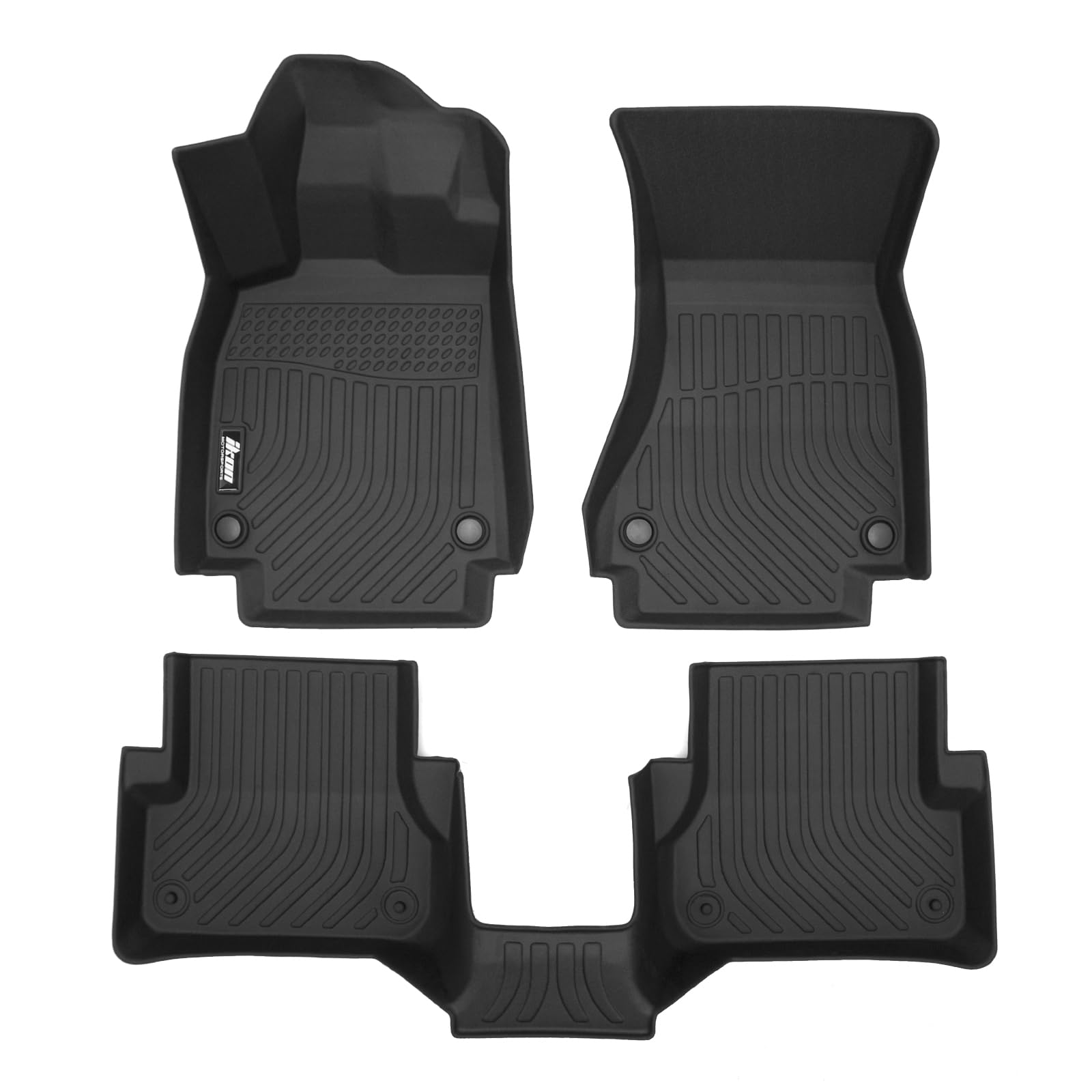 IKON MOTORSPORTS 3D TPE Floor Mats, Compatible with 2012-2018 Audi A6 A7 A6 Quattro A7 Quattro RS7 S6 S7, All Weather Waterproof Anti-Slip Liners,