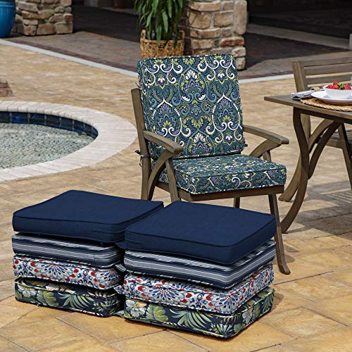 Arden Selections Profoam Essentials Outdoor Chair Cushion 20 X 20, Sapphire Aurora Blue Damask #TOP4