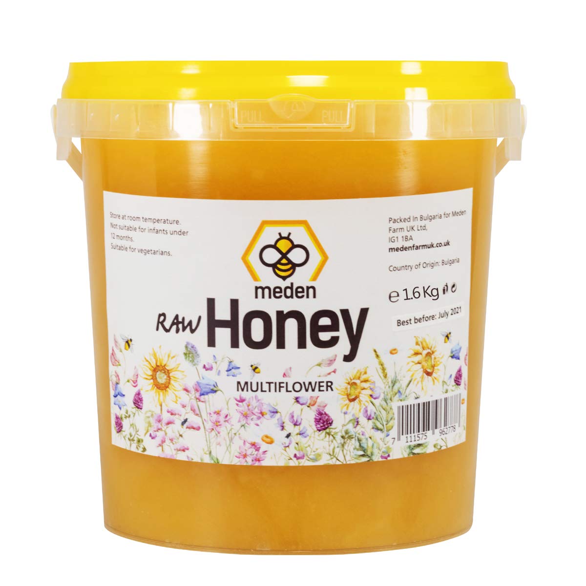 Pure Raw Honey UK - Wild Flowers - Unheated, Unpasteurized Living Natural Honey (1.6Kg)
