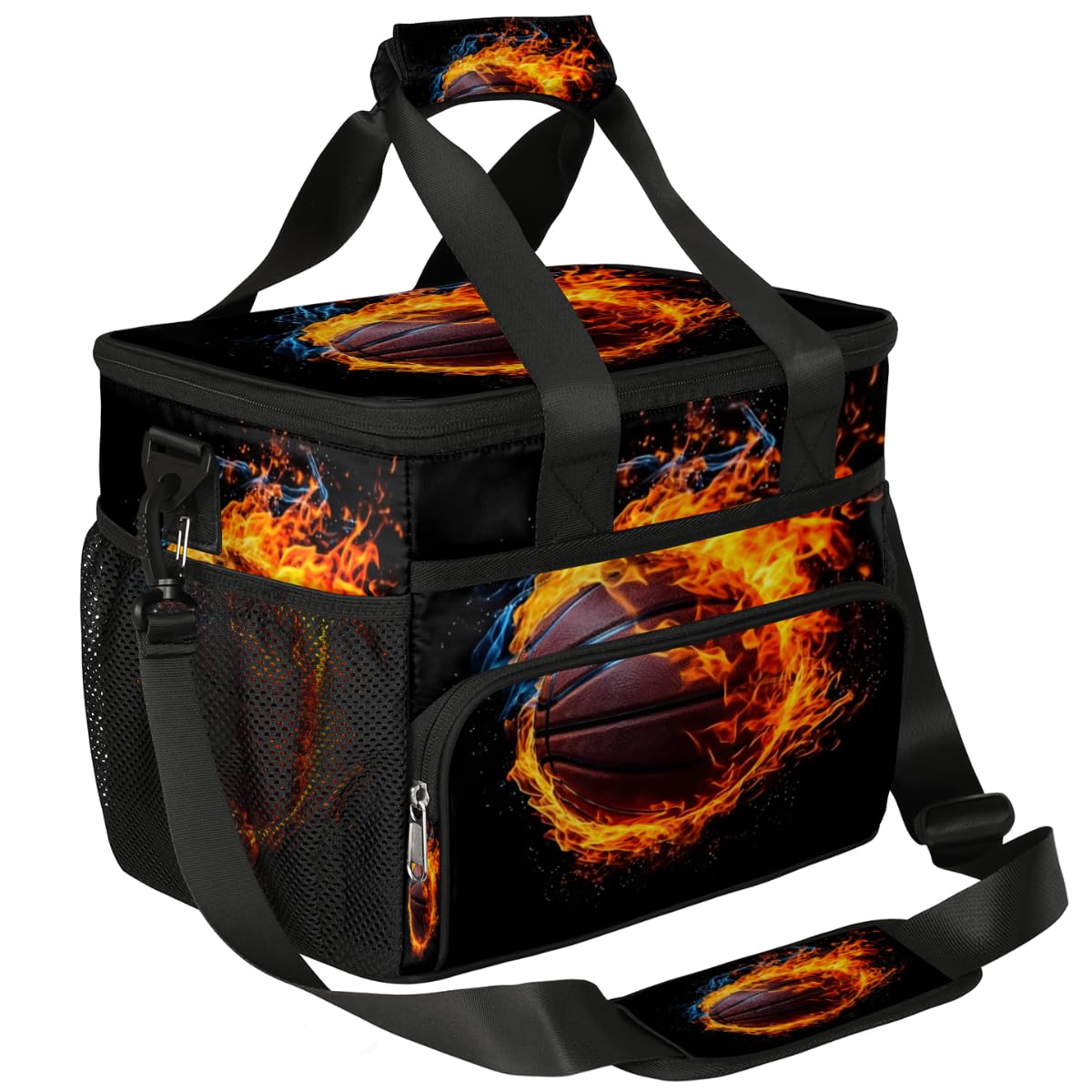 Insulated Picnic Backpack Lunch Box for Women Men Picnic Basket Tote Lunch Bag Picnic Bag Portable Lunch Bags for Picnic, Beach, Work, Trip,Office, Camp Fire Basketball