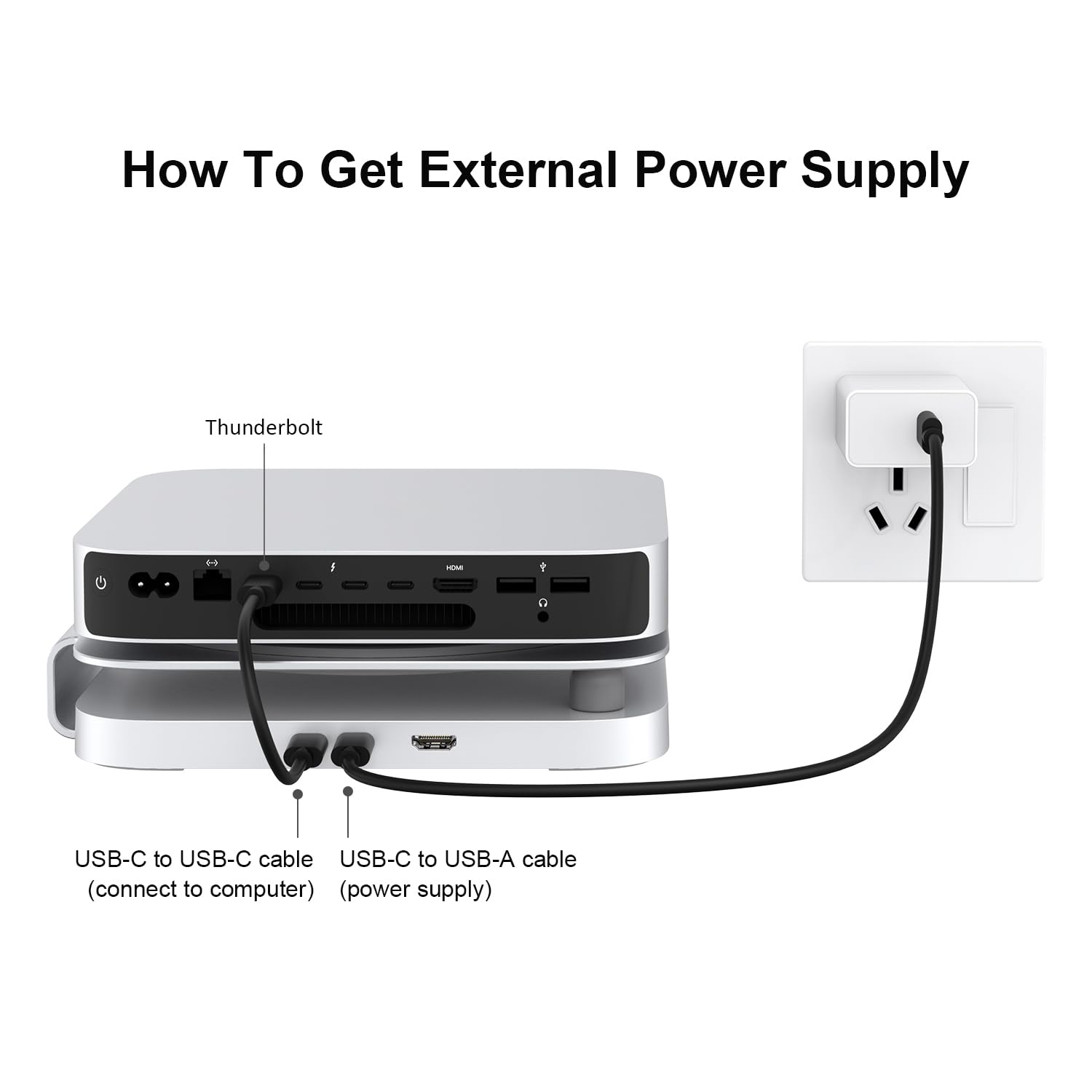 Qwiizlab USB-C Hub Stand with SSD Enclosure, Docking Station for