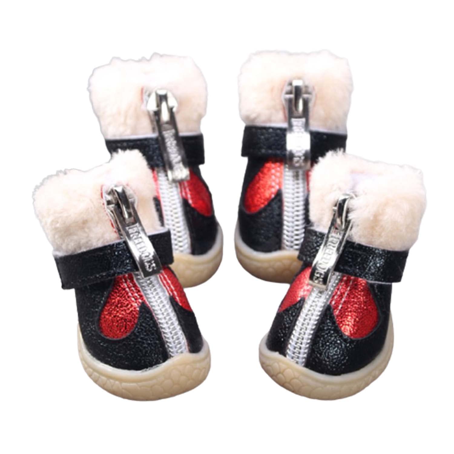 Chaussures d'hiver pour Chien Bling Amour Imperméable Chaud Bottes Respirantes Anti-dérapant Mignon Chiot Marche en Plein Air Chaussures de Neige Protecteurs de Patte