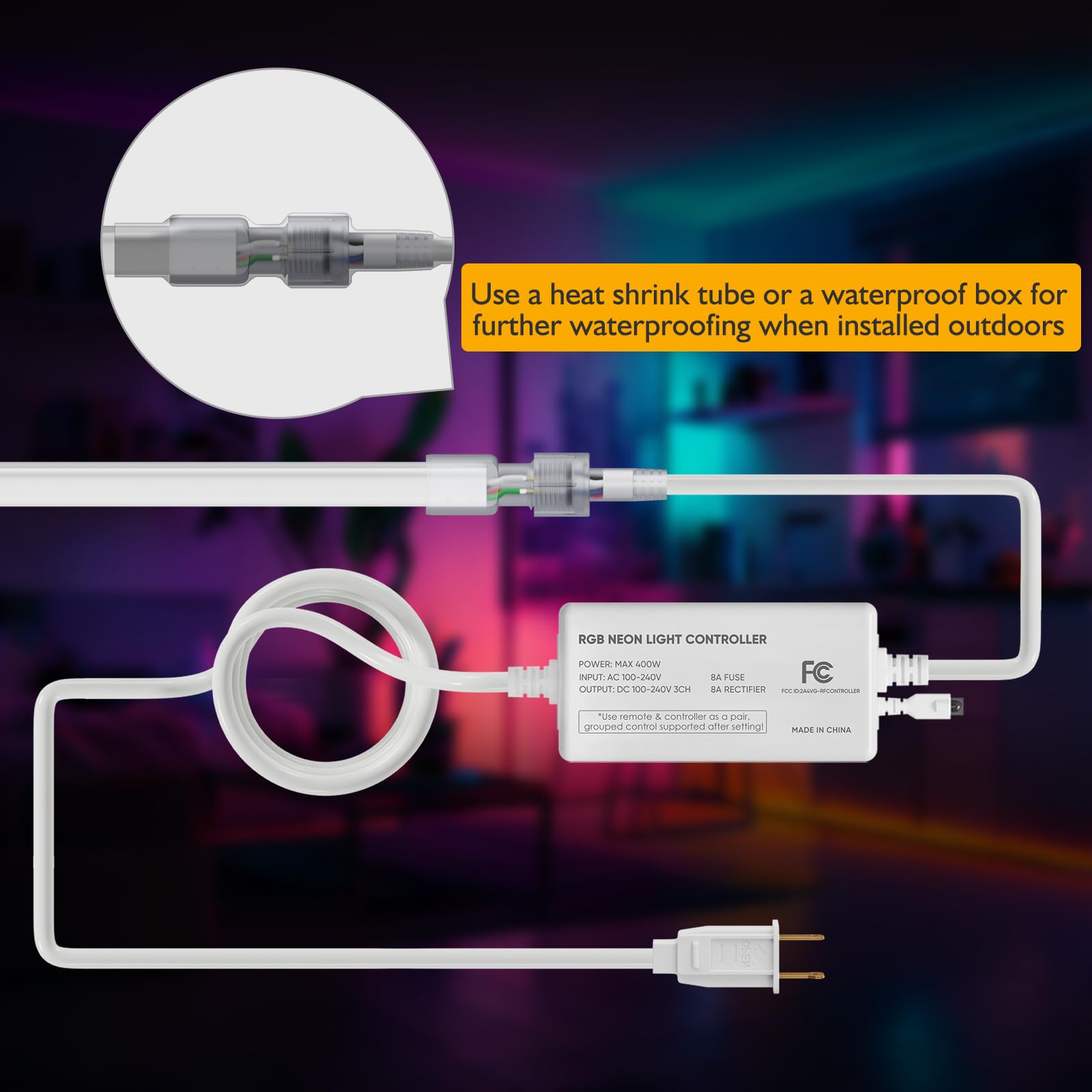 Tira de luces LED de neón RGB de 30 m, resistente al agua, IP65, con ajuste de brillo, flexible de neón con cambio de color, para supermercado, alta construcción