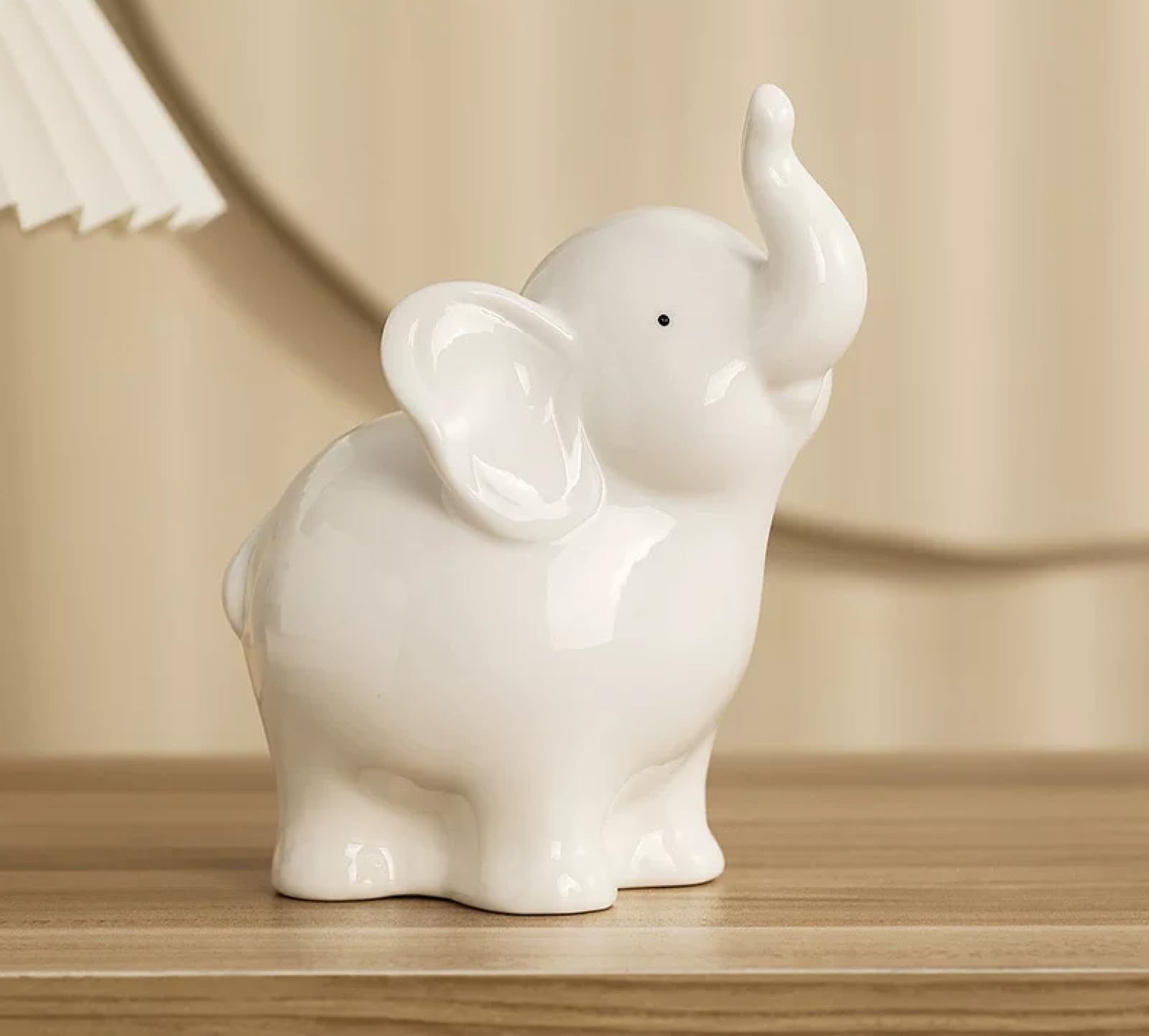 DECRZPB Ceramic Figurine White elephant Animal Sculpture Ceramic Ornament Arts Home Office Wedding Gift