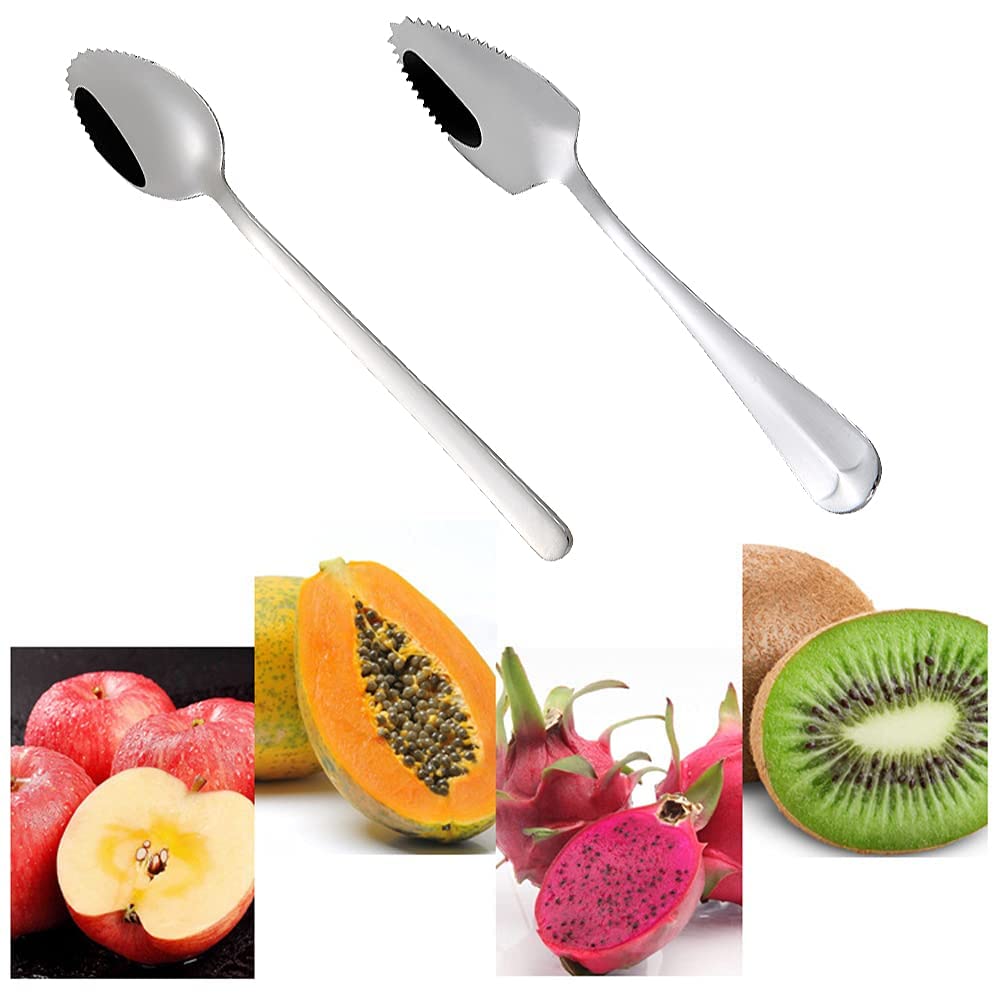 3 Cucchiai In Acciaio Inox Per Raschiare E Pressare | Utensili Da Cucina Per Pompelmo, Anguria, Alimenti | Design Funzionale E Igienico - Foto 2