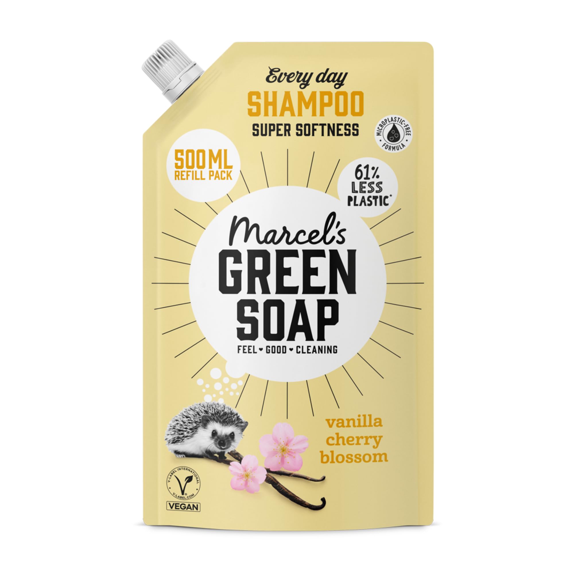 Marcel's Green Soap - Every Day Shampoo Refill Vanilla & Cherry Blossom - Microplastic-free formula - Vegan - 500 ml