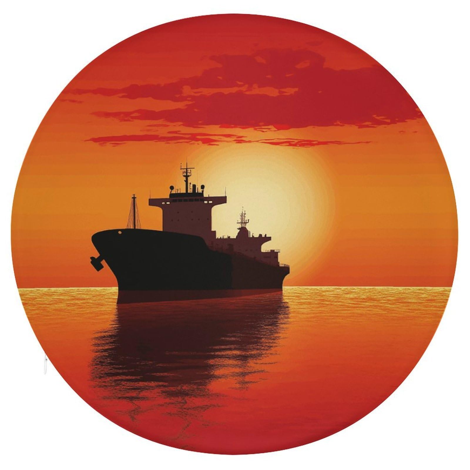 Adfgyerh Style Silhouette Of The Tanker Ship On Red Sunrise Cushion Memory Foam Pillow Core，Seat Cushion Detachable Design，Chair Cushions Suitable For All Seasons, And Can Be Used In Offices, Dining Rooms, Homes, A