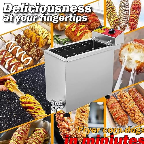ERoomQ 25L Cheese Hot Dog Stick Machine,Sausage Grill Stove,3000W Commercial Electric Fryer Sausage Frying Equipment with Precise Thermostat