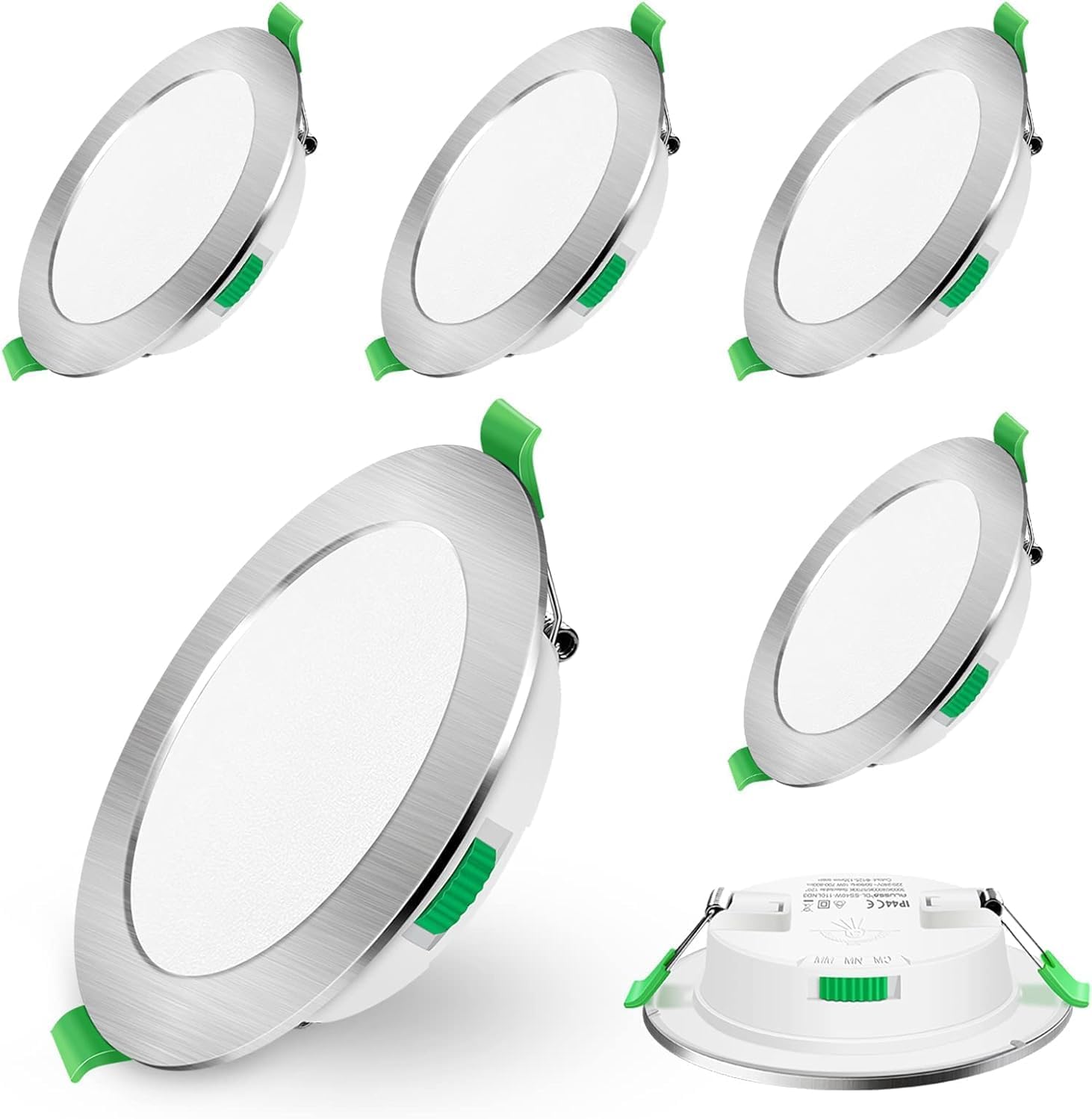 ALUSSO 7W LED Recessed Ceiling Light Dimmable 3CCT Nickel 6 Pack