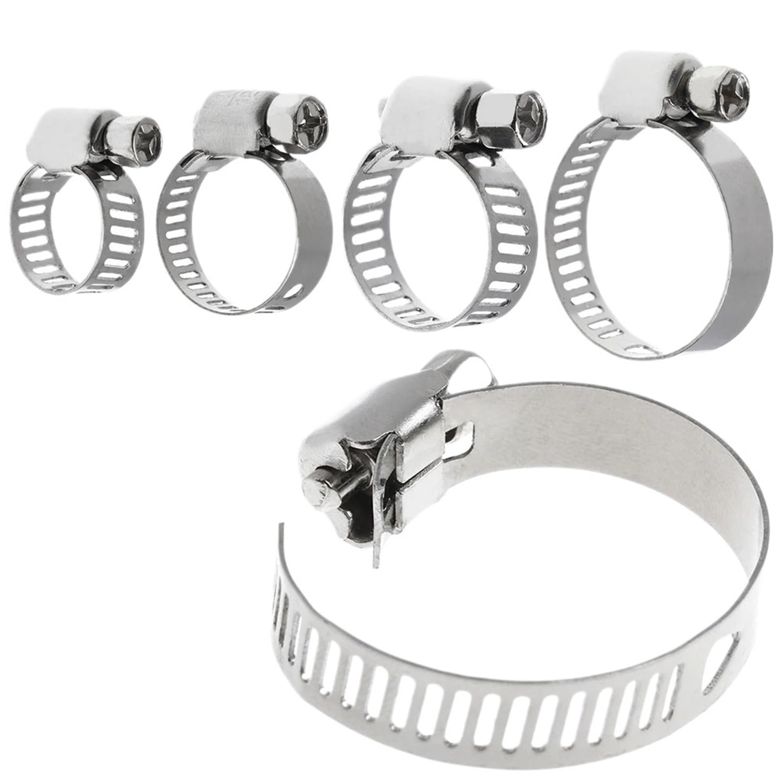 100 morsetti regolabili per tubo da 8 mm con clip a molla