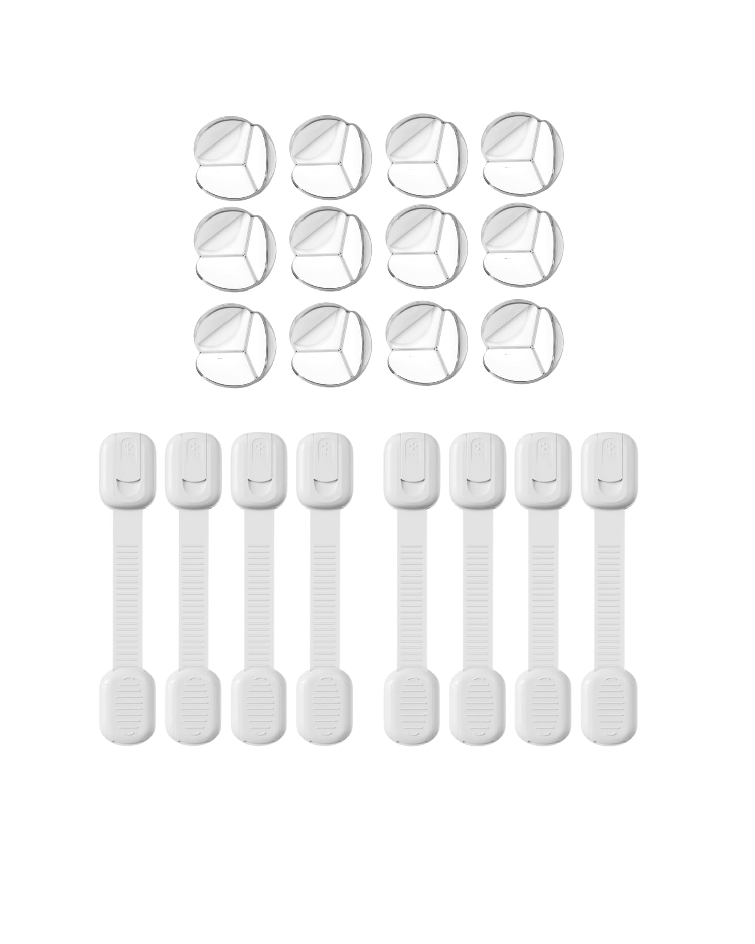 borbee - 20er Set Komplett- Sicherheitsset aus: 12x Kantenschutz und 8x Möbelsicherung - Extra starker Halt - Kinder und Baby Kindersicherung für Schrank und Schubladen und Eckenschutz für Tisch