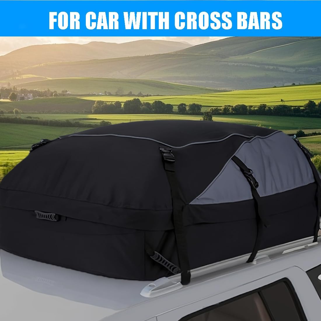 Roof Rack Luggage Bag, Car Rooftop Cargo Carrier Roof Bag Waterproof Vehicle Soft-Shell Roof Luggage, with Lacing Strap, Safety Hook (105 * 90 * 45cm)