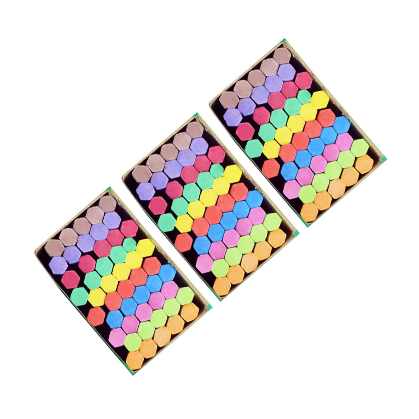 Craies Sans Poussière Hexagonales Pour Tableau Noir, Lot De 3 Boîtes Colorées, Écriture Fluide, Usage Scolaire Et Maison