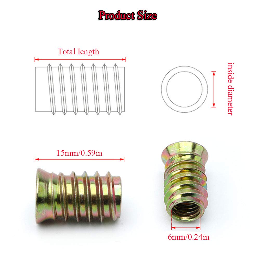 US Stock 20x M6 x 15mm Furniture Hex Drive Flat Head Nuts Screws For Wood Insert US Stock 20x M6 x 15mm Furniture Hex Drive Flat Head Nuts Screws For Wood Insert