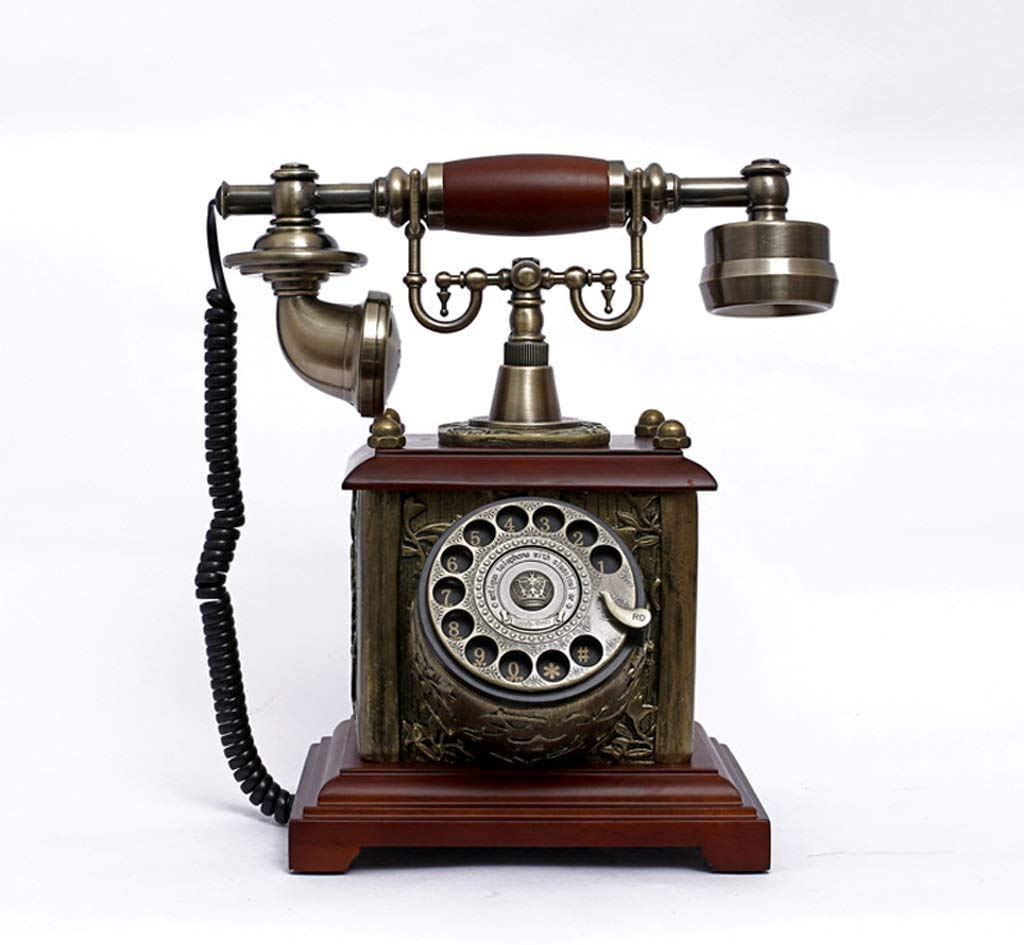 Telefon retro w stylu vintage z tarczą obrotową stacjonarny przyciskiem i klasycznym metalowym dzwonkiem dialerem obrotowym
