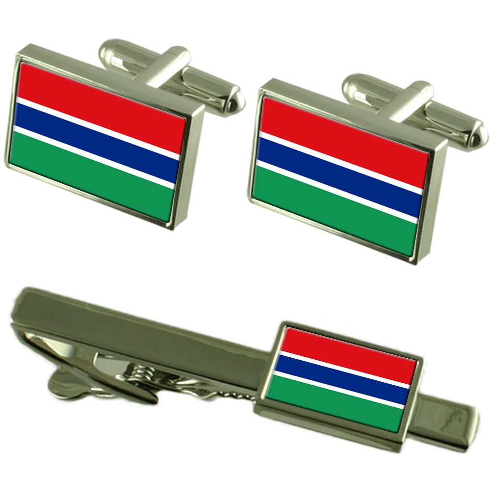 Gemelos de Gambia set de regalo con clip de corbata para aniversarios 3