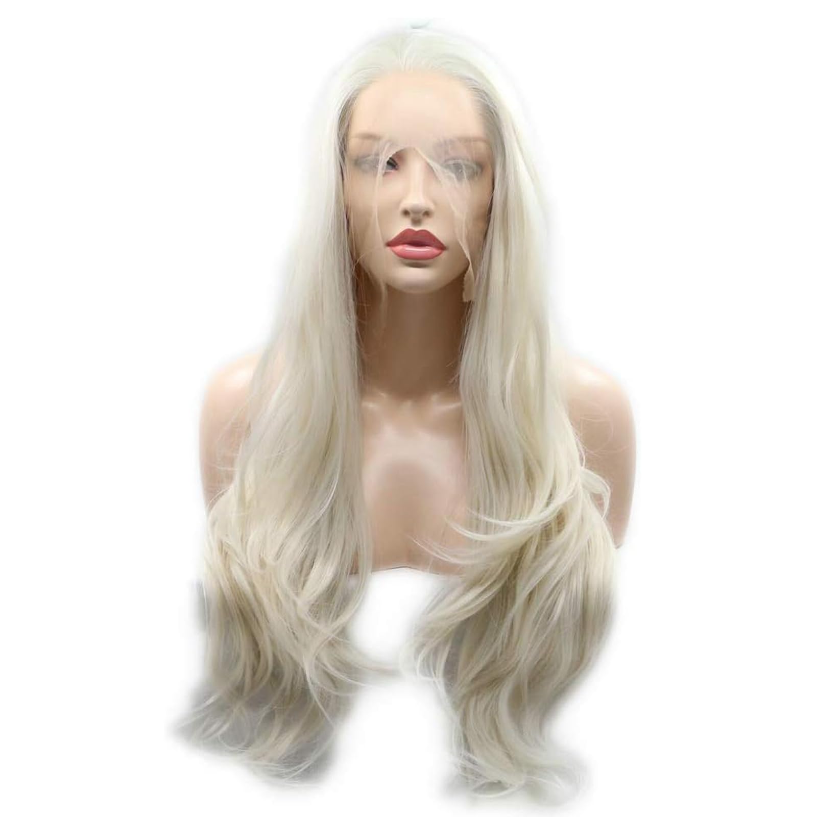 Platinum Blonde Wig Lace Front Real Hair Curly Wigs Long White Blonde Hair Wig Wavy Afro Wigs for Black Women Drag Queen Cosplay Daily Synthetic 26 Inch Lace Front Halloween - Image 4