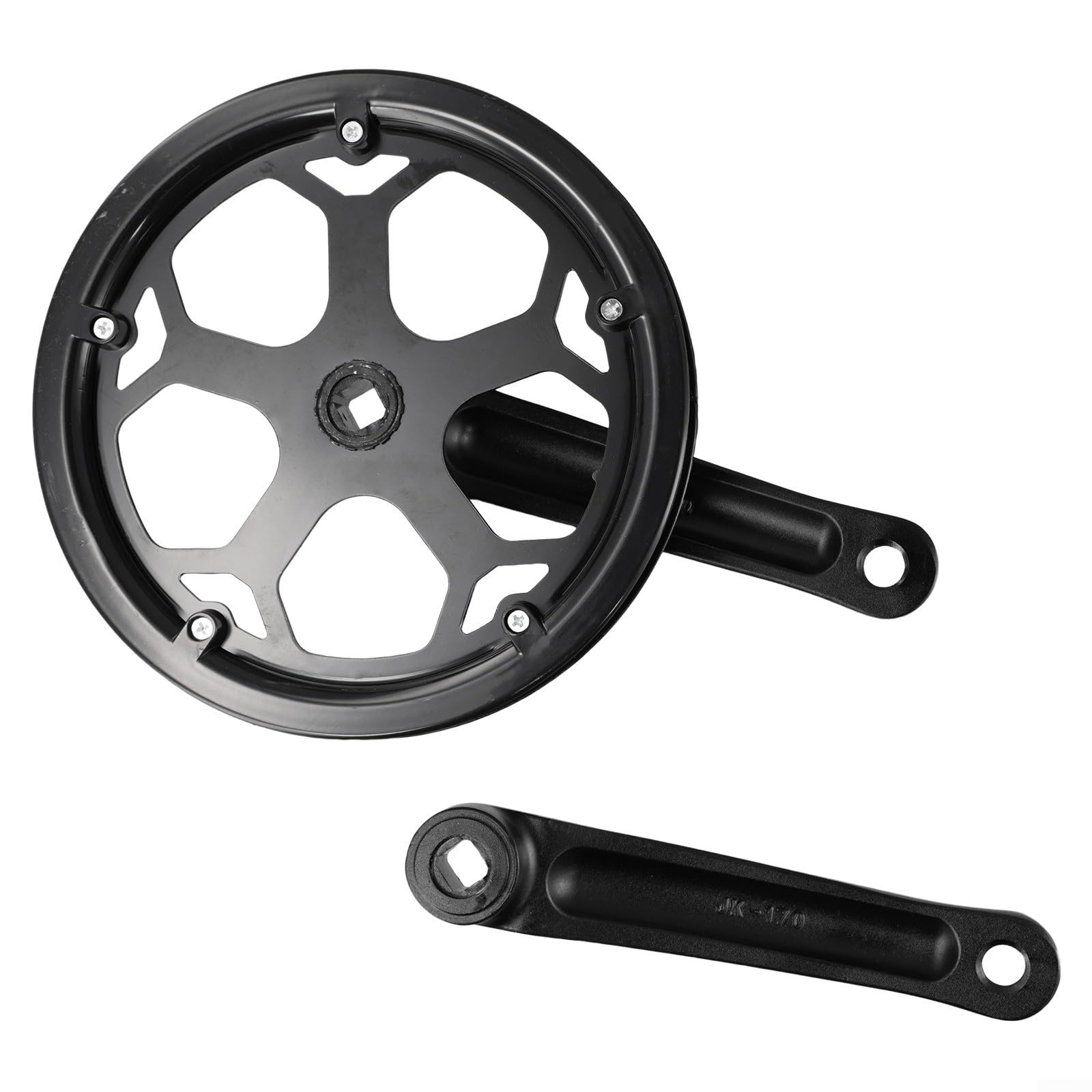 Guarnitura per bicicletta con corona singola, foro quadrato da 170 mm, con protezione per catena, guarnitura per bici elettriche da strada MtB Fixie (52T)