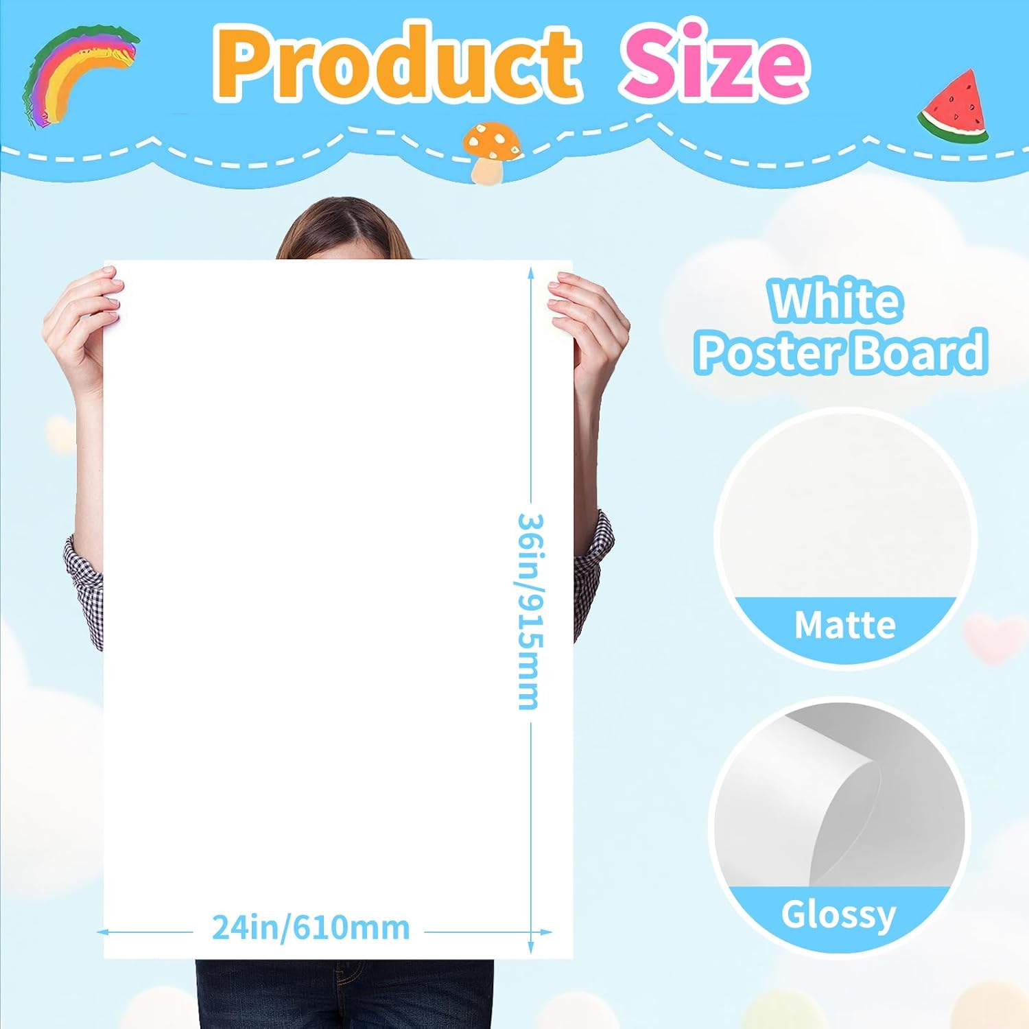Hixdo 24x36 inches White Poster Board, 30 Packs Large poster paper, Heavyweight Poster Paper Bulk, Blank Display Board for School, Office & Craft Projects