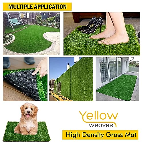 Image of Yellow Weaves 45 Mm High Density Artificial Grass Carpet Rectangular Mat For Balcony,Lawn,Door(6 X 2 Feet),Green