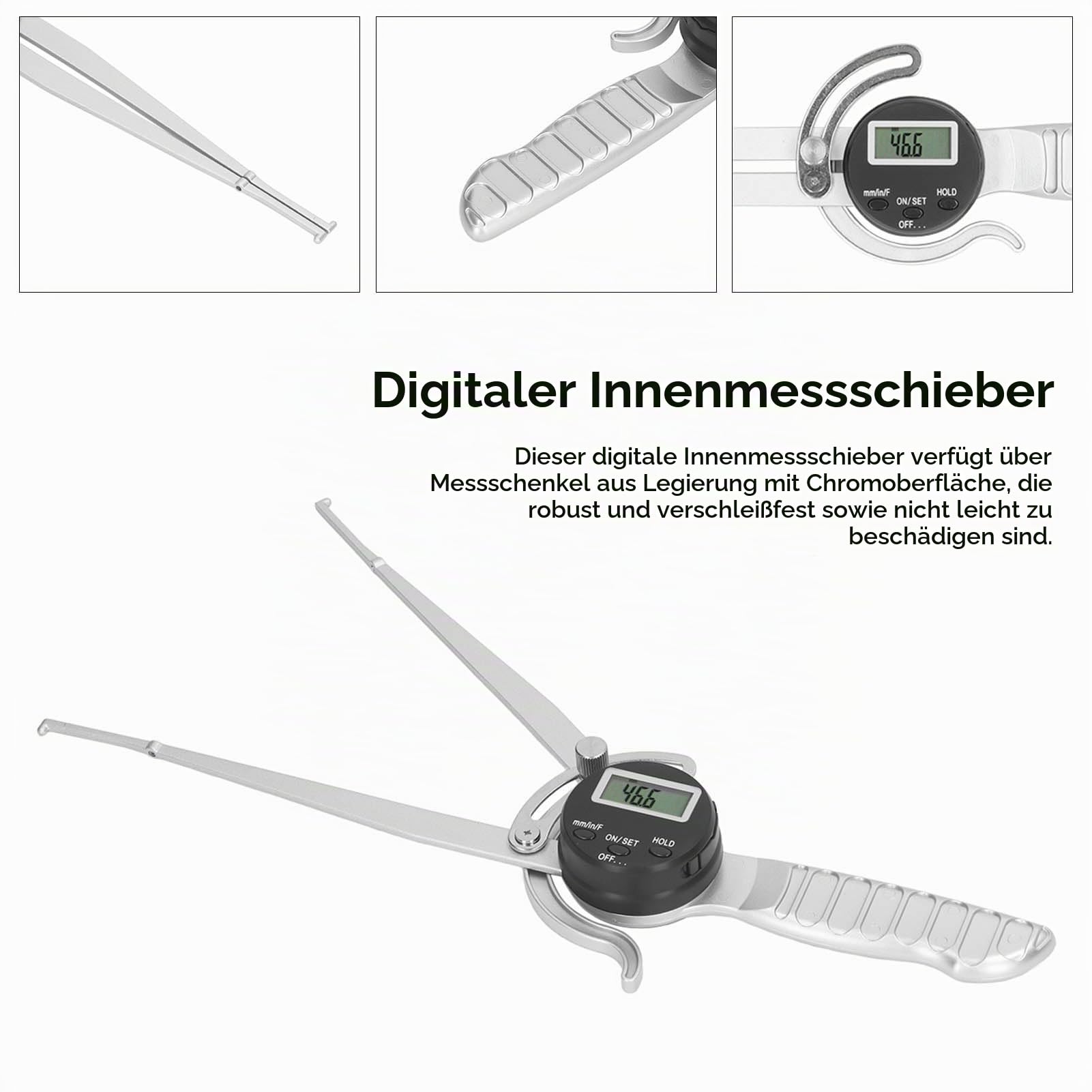 Digitaler Innenmessschieber, 12,7 Bis 216 Mm, Hochgenauer Innenmessschieber, Großes LCD-Digitaldisplay, Innendurchmesser-Messwerkzeug für Schmuck, Kartenuhr, Einheitenumrechnung