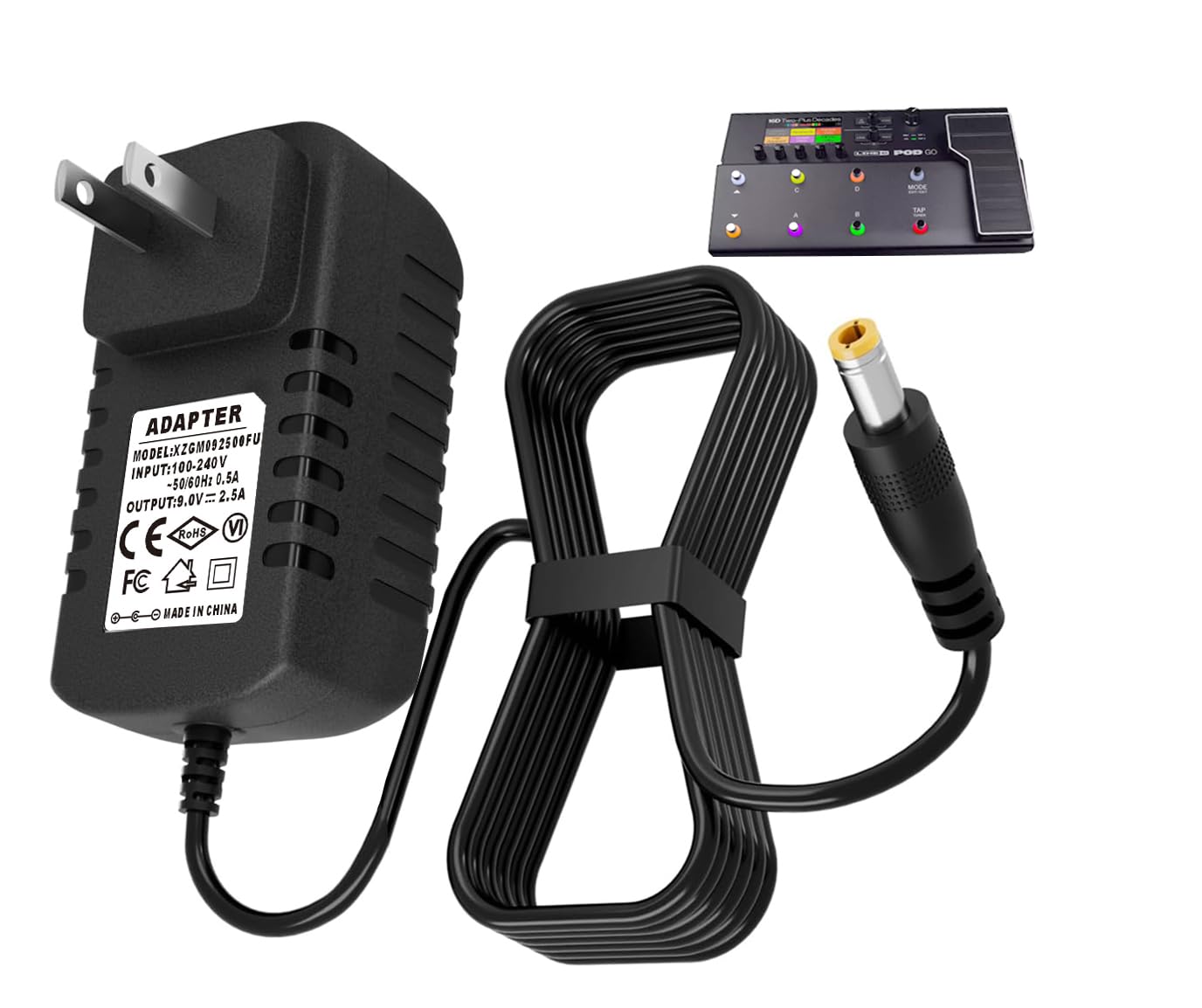 9V Power Adapter for Line 6 POD Go Guitar Effects Pedal Compatible for Most Effect Pedals (Tip Negative)