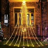 ⭐️ Función de temporizador y 4 modos de brillo: La cadena de luces al aire libre se puede ajustar en cuatro modos de brillo, 100%-75%-50%-25%, para satisfacer las necesidades de diferentes escenas. Y con el modo de temporizador, 6 horas de encendido, 18 horas de apagado, presione prolongadamente el botón de encendido durante 3 segundos, la luz verde se encenderá, la función de temporizador está activada, la cadena de luces se encenderá y apagará automáticamente, muy ahorro de energía.