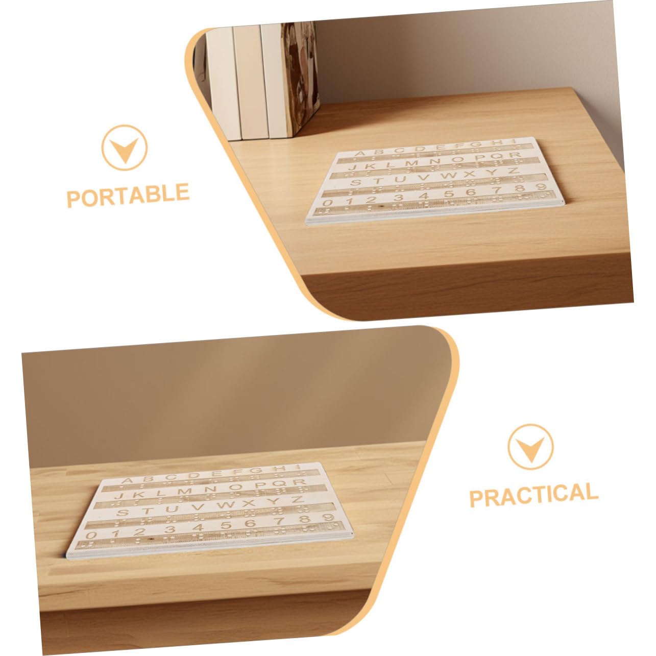 TOYANDONA Tablero de Alfabeto Braille de Madera para Aprendizaje Fácil, 3 Piezas Portátiles, Herramienta Educativa para Niños Ciegos y Personas con Discapacidad Visual Color Aleatorio