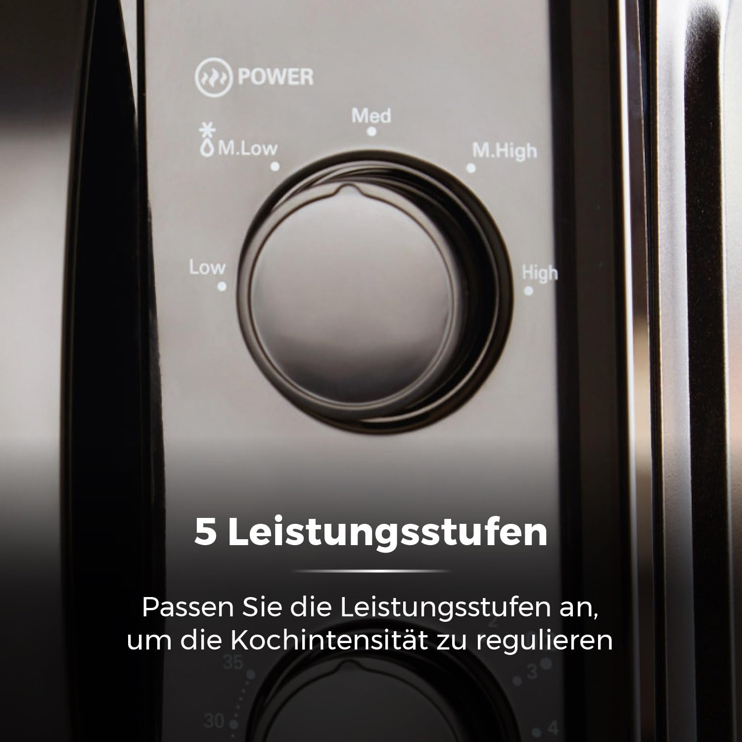 Tower T24034BLK 20L 700W Manuelle Mikrowelle mit 5 Leistungsstufen 35 Min Timer Schwarz