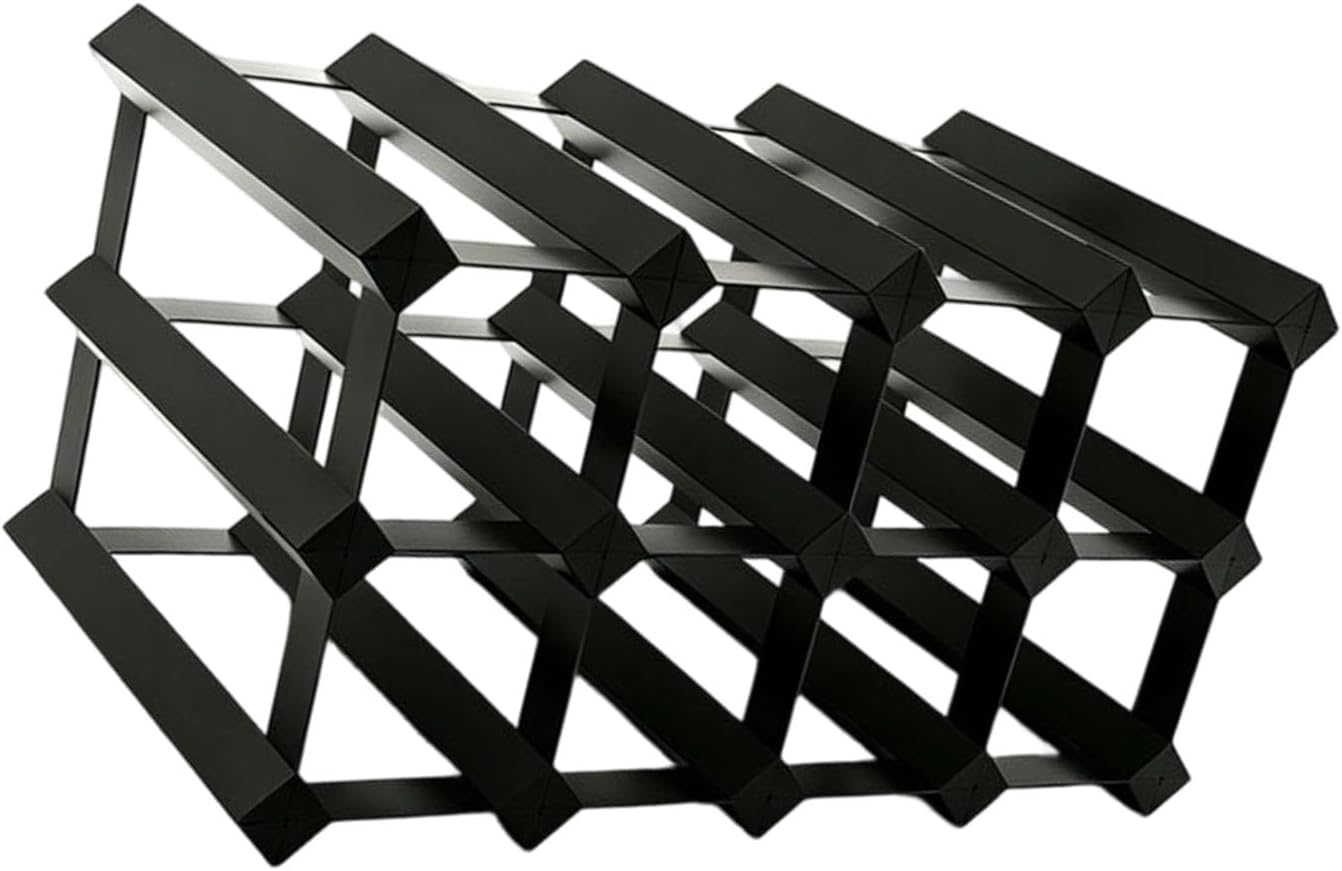 Freestanding Wine Storage Rack, Black Horizontal Display