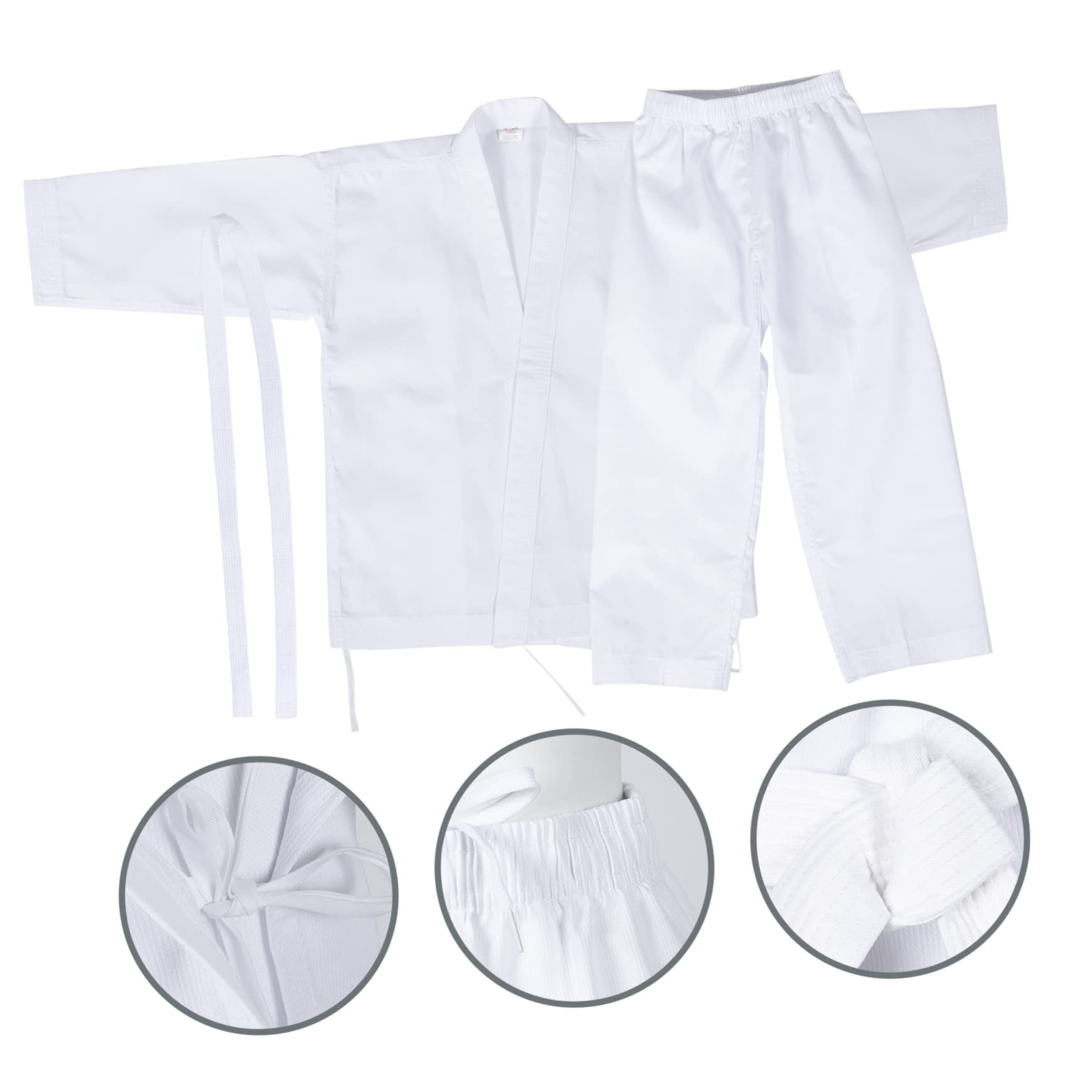 Kimono da Karate Bianco per Adulti e Ragazzi, Tessuto Misto Cotone, Comodo ed Elastico, per Allenamento Quotidiano e Arti Marziali