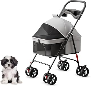 Luxe Foldable Pet Stroller with Storage