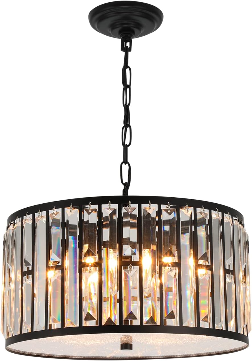Crystal Chandeliers for Dining Room Light Fixtures Over Table? 6 Lights Modern Chandeliers for Bedroom?Drum Chandeliers for Kitchen Island Living Room Entryway Bar D16 Inch