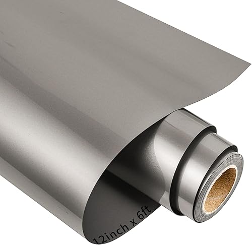 VINYL FROG Rollo de vinilo metálico mate de transferencia de calor de 12 pulgadas x 6 pies, vinilo metálico satinado HTV vinilo gris perlado para