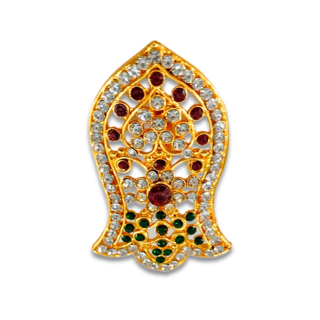 Men’s Gold-Tone Multicolor Stone Brooch for Sherwani, Suit & Kurta | Designer Crystal Work Men's Brooch Pin for Wedding | Elegant Ethnic Men’s Accessory